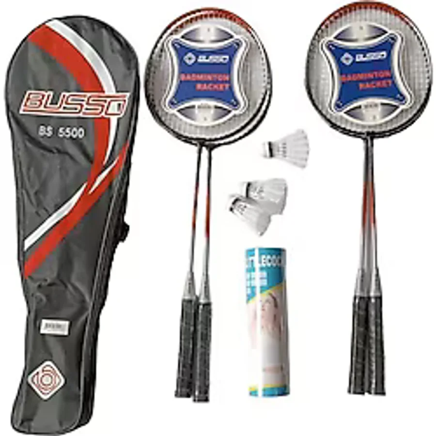 BS5500 4 ADET BADMİNTON RAKETİ+ÇANTASI+9 ADET BADMİNTON TOPU