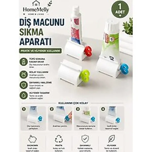 Btm Home Pratik Diş Macunu Sıkma Aparatı Çevirmeli Diş Macun Sıkacağı 1 Adet