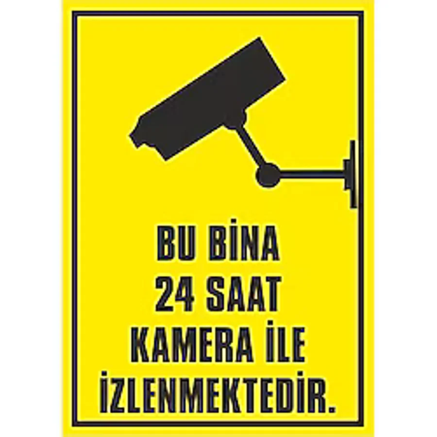 Bu Bina 24 Saat Kamera Ile Izlenmektedir - Iş Güvenliği Levhası ( 50x70 Cm Pvc Malzeme )