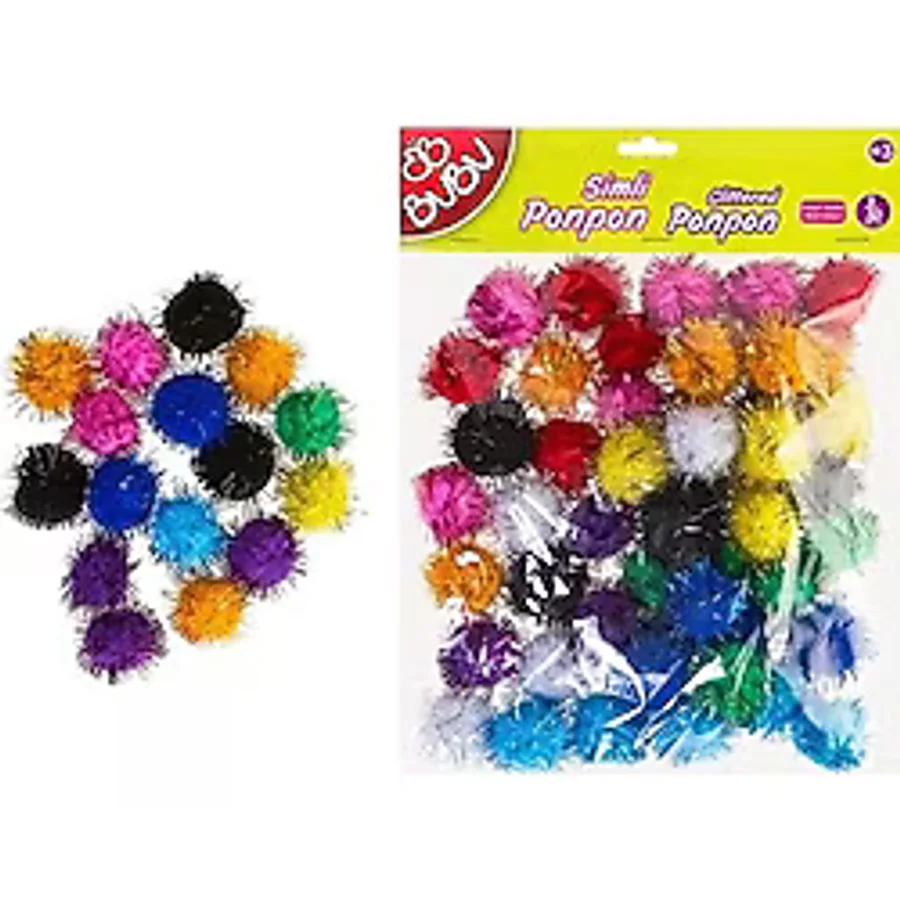 Bu-Bu Pon Pon Simli 3 CM 50 Lİ Karma BUBU00113