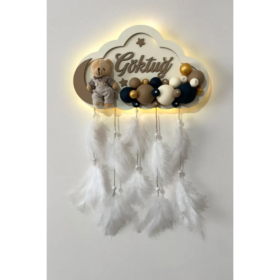 Bubble Ledli Bulut Bebek Kapı Süsü Bebek Odası Duvar Süsü