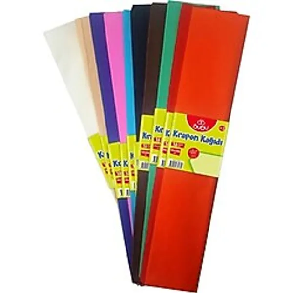Bubu 10'lu Krapon Kağıdı 50x200 cm Canlı Renkler ile El İşi İçin Uygun Paket