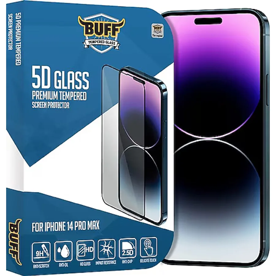 Buff iPhone 14 Pro Max 5D Glass Ekran Koruyucu Şeffaf