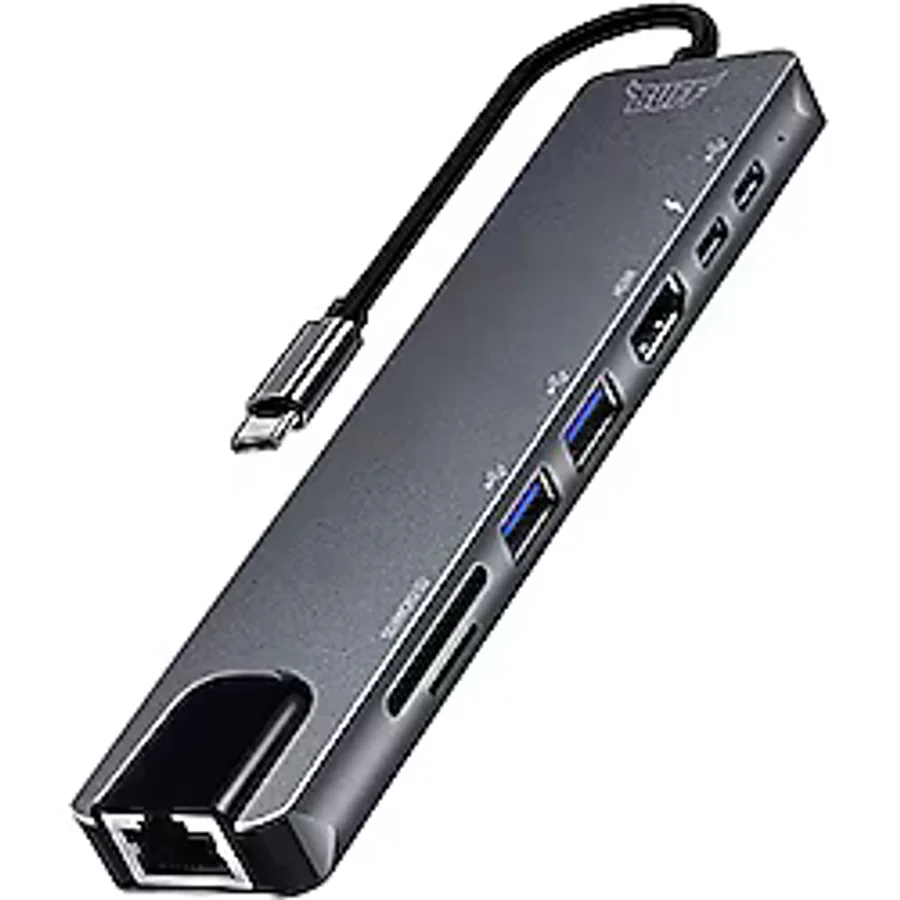 Buff Labs Type C USB 8 in 1 Hub Çoklayıcı Adaptör USB 3.0, HDMI, USB C, SD, Ethernet