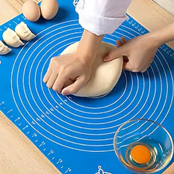 BUFFER 40 x 50 cm Silikon Ölçekli Kullanımı Kolay Hamur Açma Matı Ekmek Mantı Makarna Hamuru Yoğurma Matı