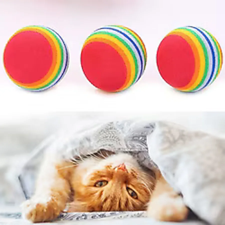 Buffer Gökkuşağı Sünger 3'lü 4.2 cm Kedi Köpek Çiğneme Oyun Topu