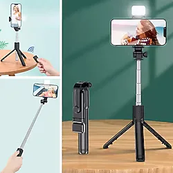 Buffer Kendiliğinden Işıklı Masaüstü Tripod Olabilen Telefon Tutuculu Kablosuz Kumandalı Selfie Çub