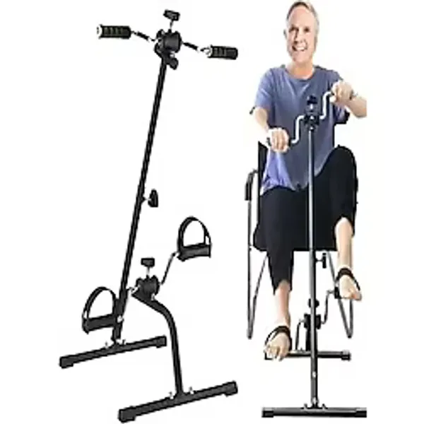 Buffer Mini Kondisyon Bisikleti, El Ayak Çift Pedallı Egzersiz Bisikleti 110 kg Taşıma Kapasitesi ile Manuel Ayarlanabilir Direnç - Siyah