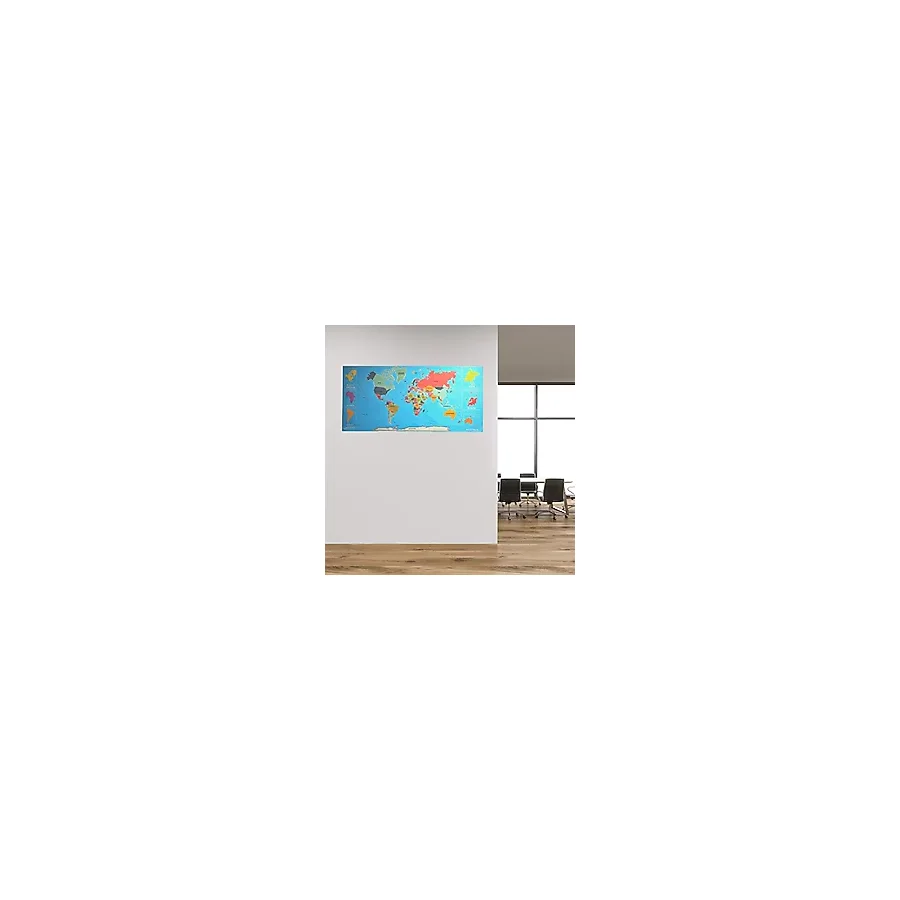 BUFFER Renkli Atlas Dünya Haritası Manyetik Yapıştırıcı Gerektirmeyen Duvar Stickerı 118 x 56 CM