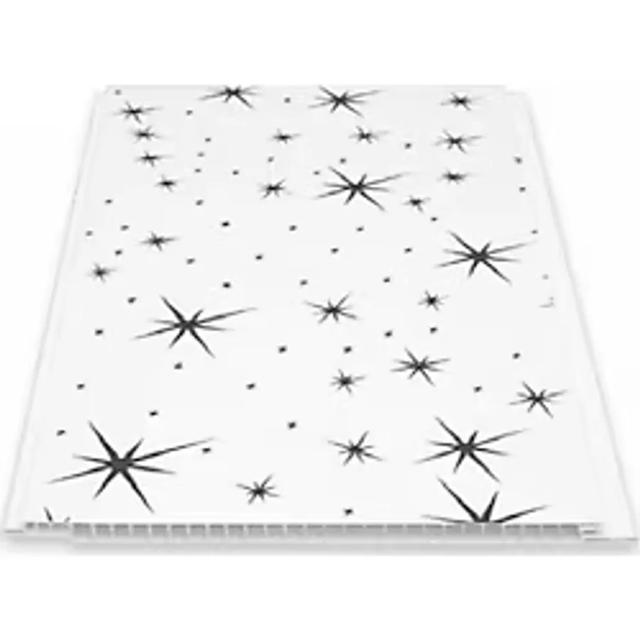 Büker Plastik Siyah Yıldızlı Plastik Pvc Duvar Tavan Lambiri 10'lu 20 cm x 3 Metre 6 Metrekare - 20 cm x 3 m