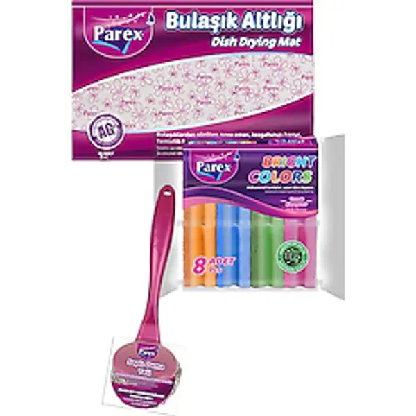 Bulaşık Altlığı 8'li Oluklu Sünger ve Saplı Ovma Teli Paketi