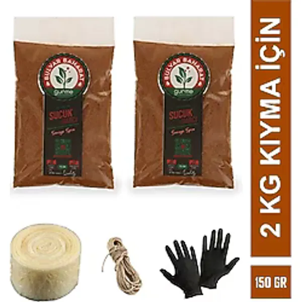 Bulvar Baharat Gurme Bulvar Baharat Geleneksel Sucuk Yapım Seti 2 kg Kıyma İçin 150 gr Sucuk Baharatı Doğal Katkısız