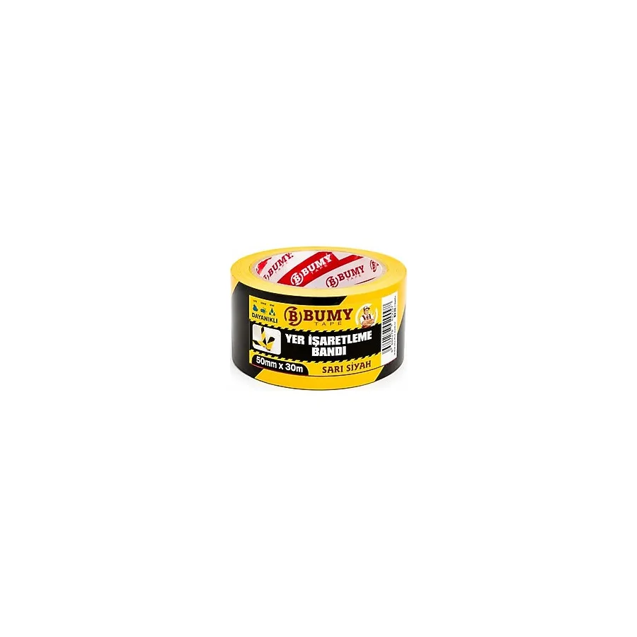 Bumy Yer Işaretleme Bandı Sarı - Siyah / 50 mm x 30 mt