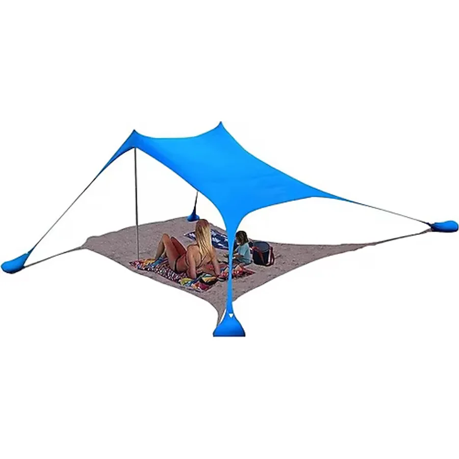 Bundera Markise Gölgelik Tente Plaj Şemsiyesi Bahçe Teras Kamp Piknik Güneşlik Tatil Şemsiye 2.3 Metre - 2,25 x 2,25 m - Mavi