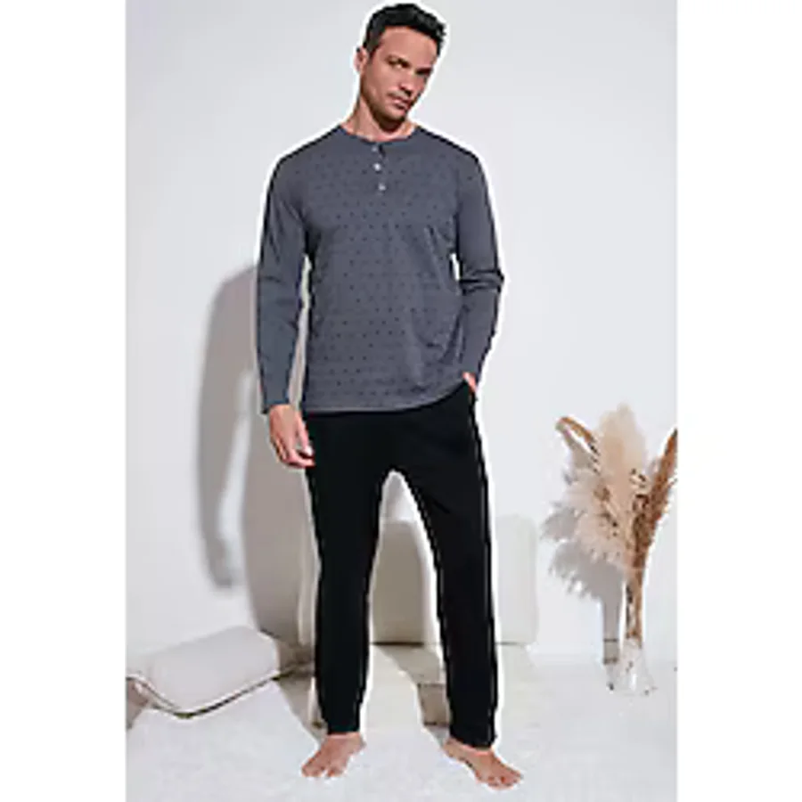 Buratti Pamuklu Beli Lastikli Regular Fit Uzun Kollu Pijama Takımı Erkek PİJAMA TAKIMI 6572008