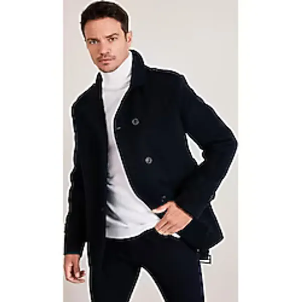 Buratti Slim Fit Cepli Pamuklu Kaşe Erkek Kaban 5841015 LACİVERT