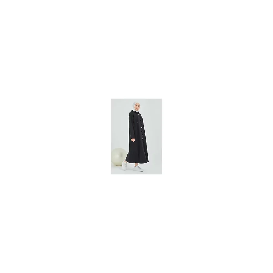 Burcu Tesettür Önden Cıtçıtlı Tesettür Kap BTC0003 Siyah - XL