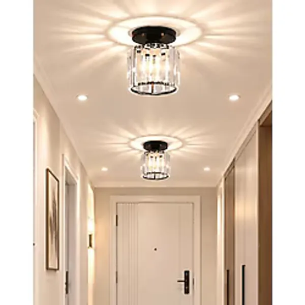 burenze Lüks Kristal Taşlı Modern Plafonyer Tavan Mutfak Oturma Odası Koridor Hol Taşlı Salon Avizesi Siyah