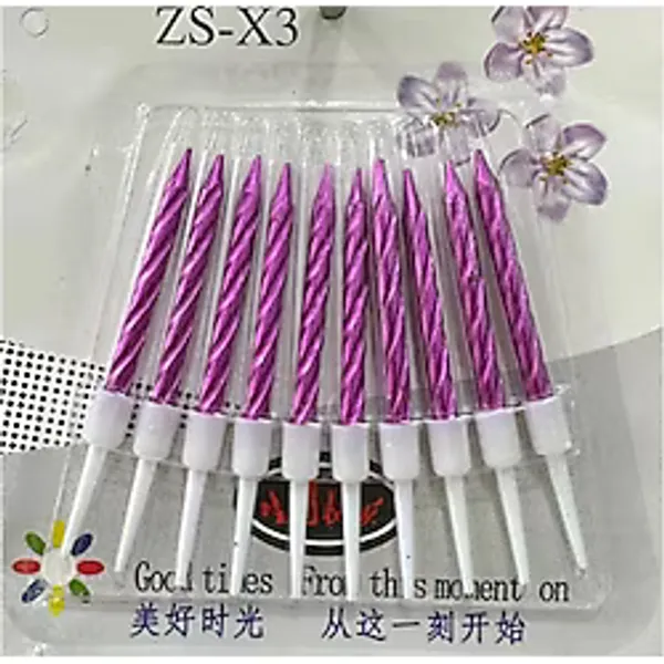 Burgulu Doğum Günü Parti Süs Pasta Mumu - Pembe - 8 Cm. - 10 Adetlik Paket