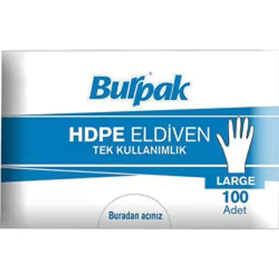 Burpak Büyük Boy (L) 100'lü Tek Kullanımlık Hdpe Eldiven