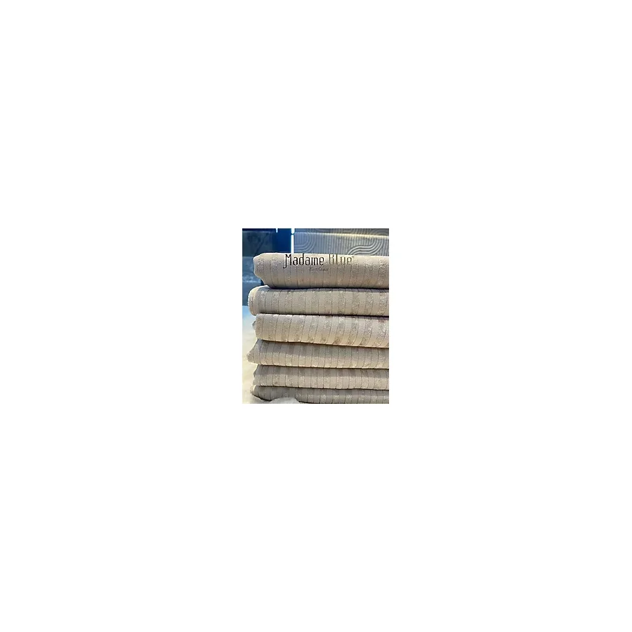 Bursa Çeyiz Bambu Çizgili Süngerli Kadife Kaymaz Çekyat Koltuk Örtüsü 170X210 Cm Açık Vizon