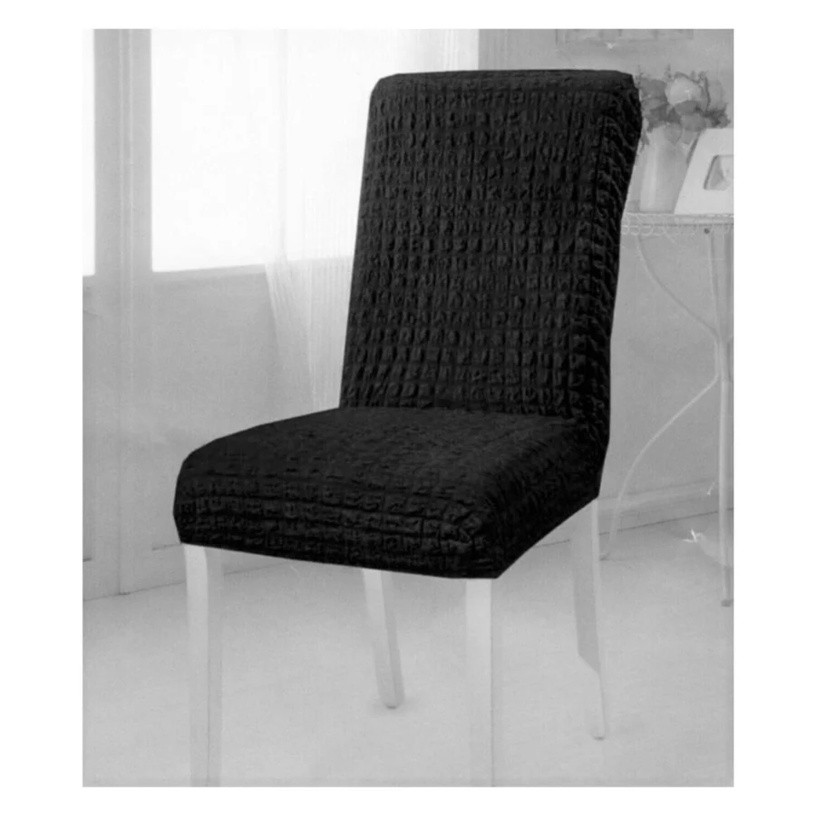 Bürümcük Pamuklu Eteksiz Lastikli Sandalye Örtüsü (6'lı) - 35 x 55 cm - Siyah