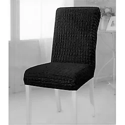 Bürümcük Pamuklu Eteksiz Lastikli Sandalye Örtüsü (6'lı) - 35 x 55 cm - Siyah