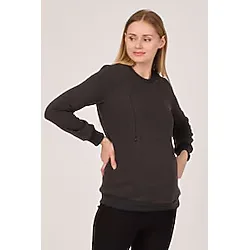 Busa Hamile Emzirme Detaylı Termal Sweatshirt Antrasit