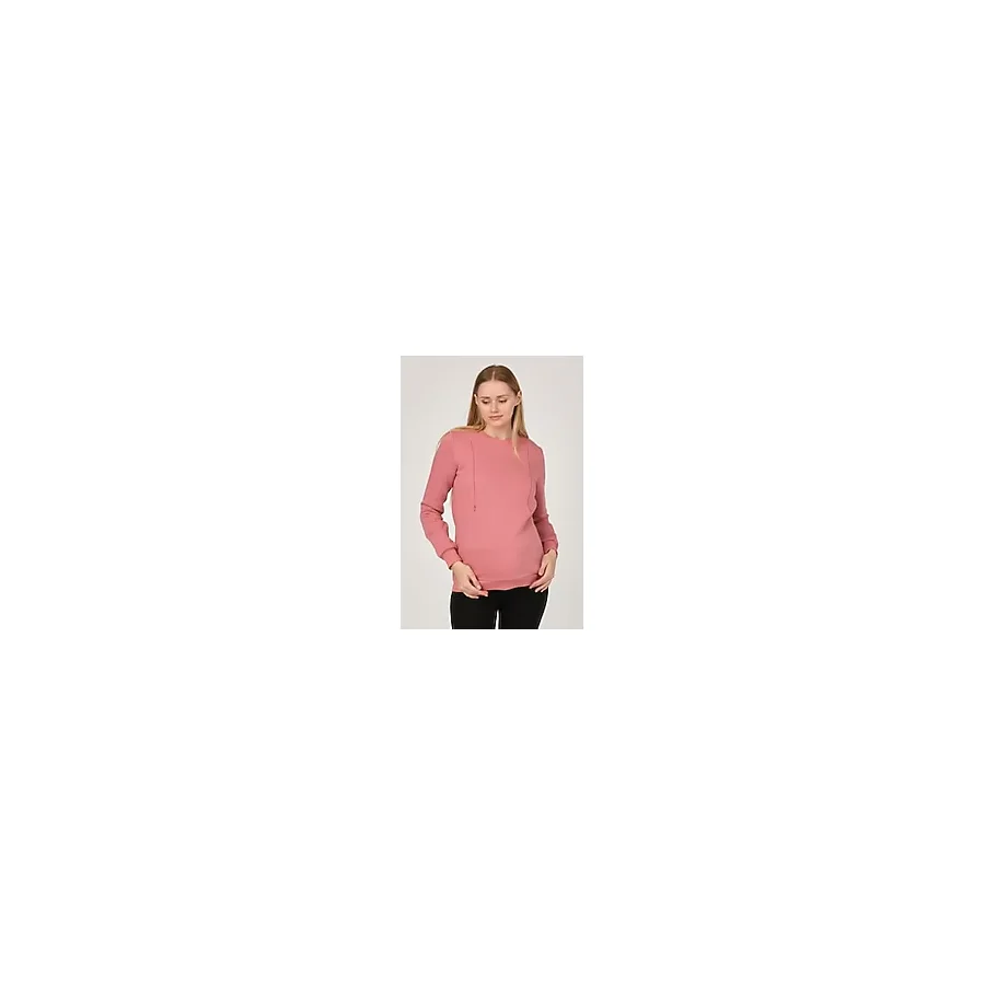 Busa Hamile Emzirme Detaylı Termal Sweatshirt Gül Kurusu