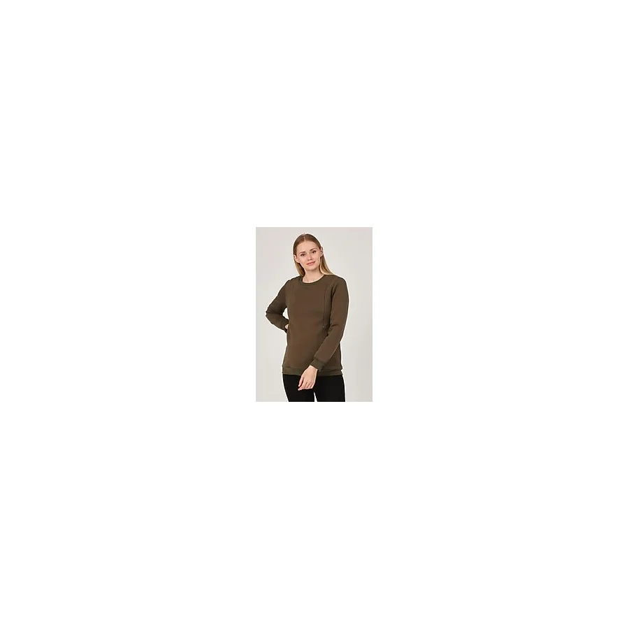 Busa Hamile Emzirme Detaylı Termal Sweatshirt Haki - 38