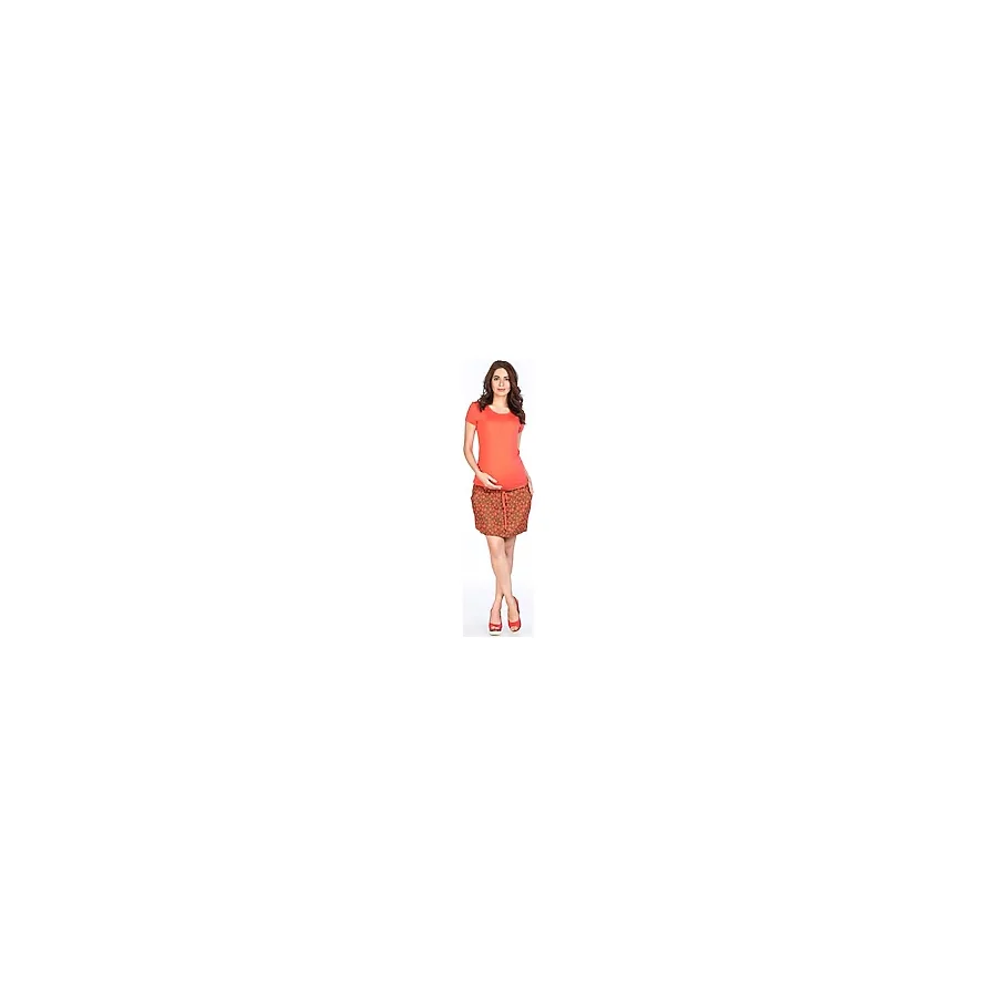 Busa Kadın Hamile Elbise Bağcıklı Etek %93 TENCEL %7 LYCRA Rahat Günlük Kullanım İçin - Nar Çiçeği