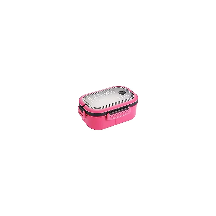 Busstier 1200 ml 2 Katlı 6 Bölmeli BPA'sız PP Plastik Sefer Tası ve Beslenme Çantası - Hava Kilitli Bento Lunch Box, Çatal ve Kaşık Dahil (Pembe)