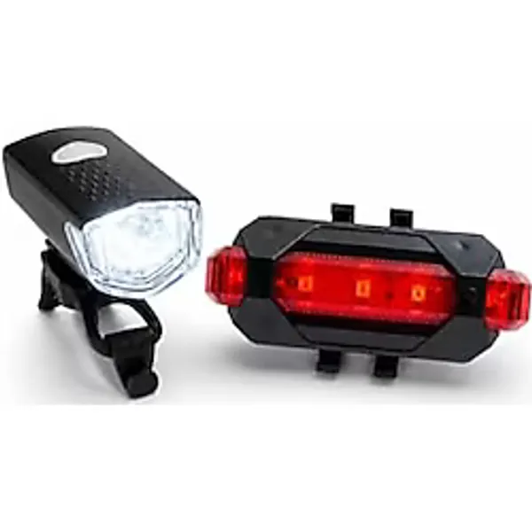 Busstier Bisiklet Işık Seti USB Şarjlı Ön Arka Bisiklet Farı 2'li LED Bisiklet Lambası Su Geçirmez 300 Lümen Stop Lambası Seti