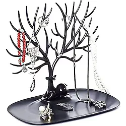 Busstier Geyik Tasarımlı Takı Standı, Yüzük, Küpe, Kolye Askılığı, Şık Mücevher Organizer, Estetik ve Dayanıklı Tasarım (Siyah)