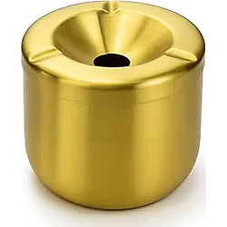 Busstier Gold Metal Kapaklı Küllük, Portatif ve Modern Tasarım Kül Tablası, Araç İçin Uygun Rüzgar Geçirmez Küllük, Lüks Altın Rengi Masaüstü Kül Tepsisi, Kolay Temizlenir Dış Mekan Küllüğü
