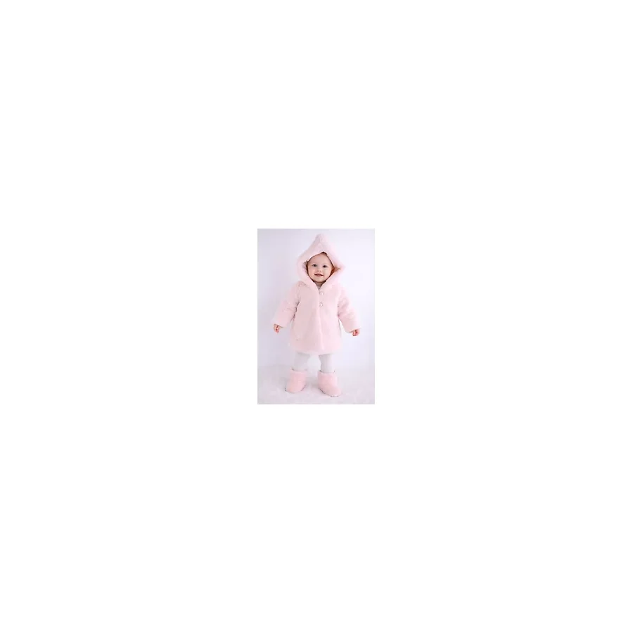Butik Kız Bebek - Çocuk Peluş Külah Kapüşon Detaylı Kaban - Mont - 9 - 12 Ay - Pembe