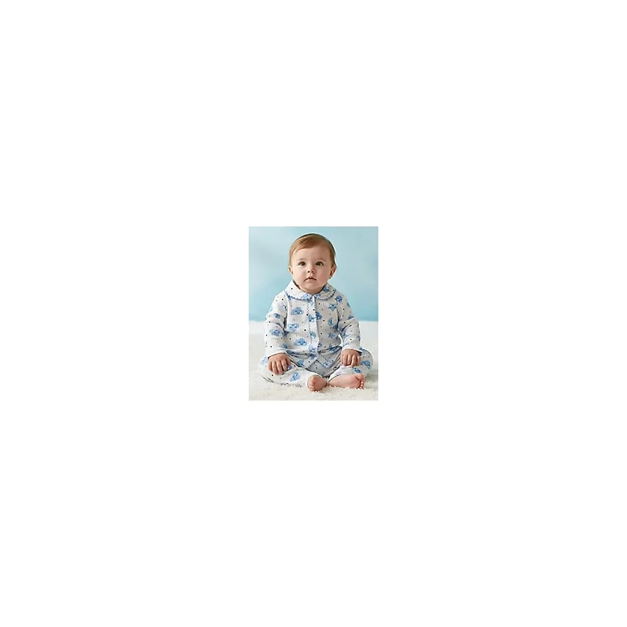 Buufuu Bebek Yenidogan Çocuk Kiz Erkek Pamuklu Oyali Pijama Takımı Hediyelik - Mavi - 0 - 6 Ay