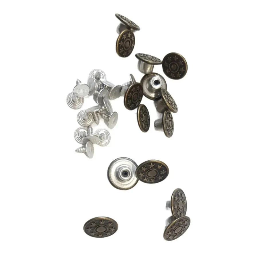 Büyük Boy 10 Adet Kot Pantolon Düğmesi, Jean Düğmesi Antik Sarı (bronz) 17mm