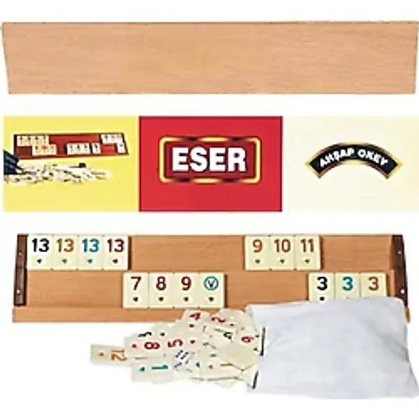 Büyük Boy Ahşap Okey Takımı - Taşlı Set Oyun Seti
