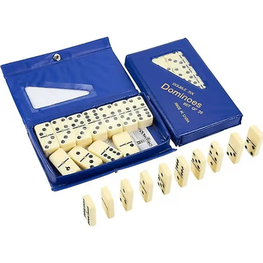Büyük Boy Domino Oyun Seti Seramik Kemik Domino Taşı Seti Çantalı