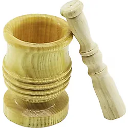 Büyük Boy Lüx Ahşap Havan Sarımsak Dövecek Ç: 8.3Cm--D: 7Cm--Y: 12Cm Fileli Ambalaj (5365)