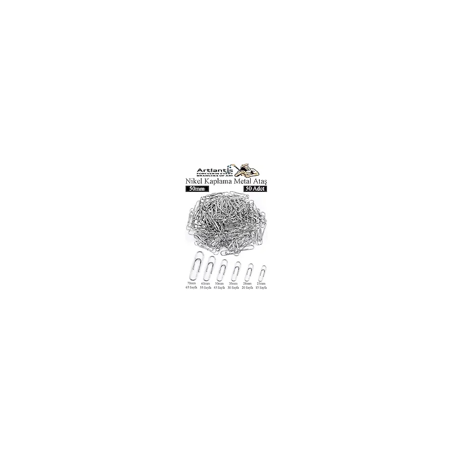Büyük Metal Ataş No 5 50 Mm 50 Li 1 Paket Nikel Kaplama Metal Ataç Dayanıklı Paslanmaz 45 Sayfa Kapasiteli Dev Ataş