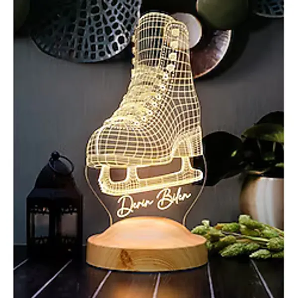 Buz Pateni 3d Led Lamba Artistik Buz Pateni Sporcusuna Özel Hediye, Buz Pateni Sporcu Ve Antrenör Hediyesi Edea, Jackson