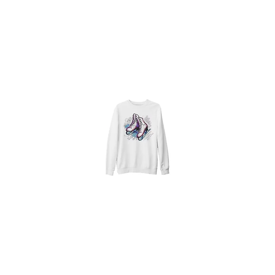 Buz Pateni Beyaz Kalın Sweatshirt