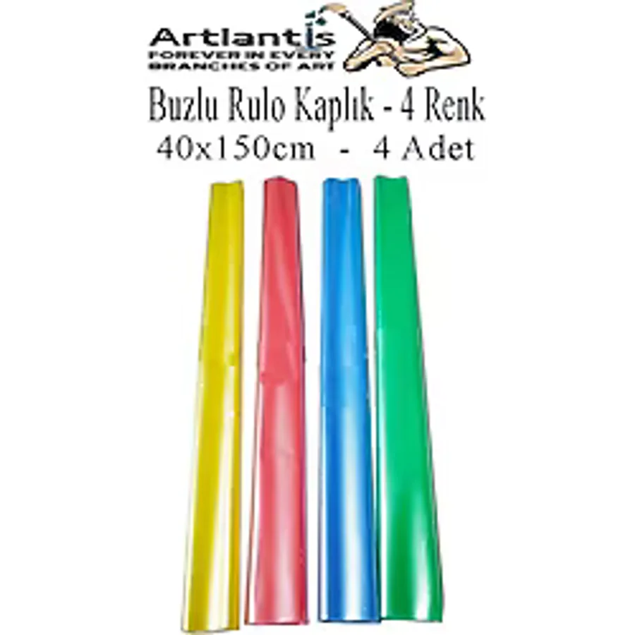 Buzlu Rulo Şeffaf Kaplık 4 Adet 40x150 cm Defter Kitap Kaplığı Okul Öğrenci Rulo Kaplık Renkli