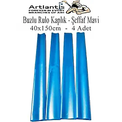 Buzlu Rulo Şeffaf Mavi Kaplık 4 Adet 40X150 Cm Defter Kitap Kaplığı Okul Öğrenci Rulo Kaplık