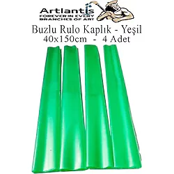 Buzlu Rulo Şeffaf Yeşil Kaplık 4 Adet 40X150 Cm Defter Kitap Kaplığı Okul Öğrenci Rulo Kaplık