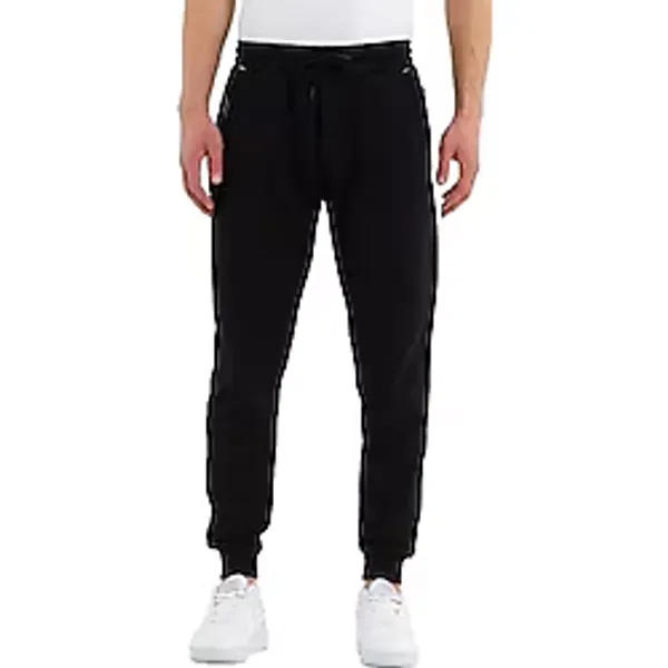 BY COMEOR COMEOR Erkek Siyah Slim Fit Jogger Cep Nakış Fermuar Detaylı Eşofman Altı SİYAH S
