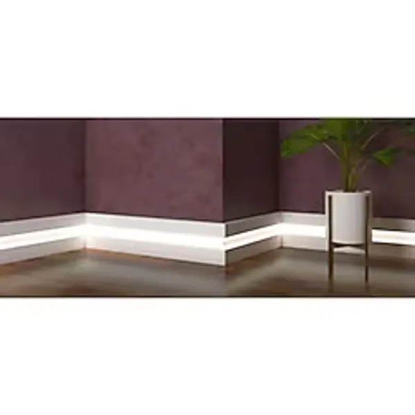 By İstanbul Yalı Serisi 10 Mt Lake Beyaz Led Kanallı Süpürgelik 12 Cm