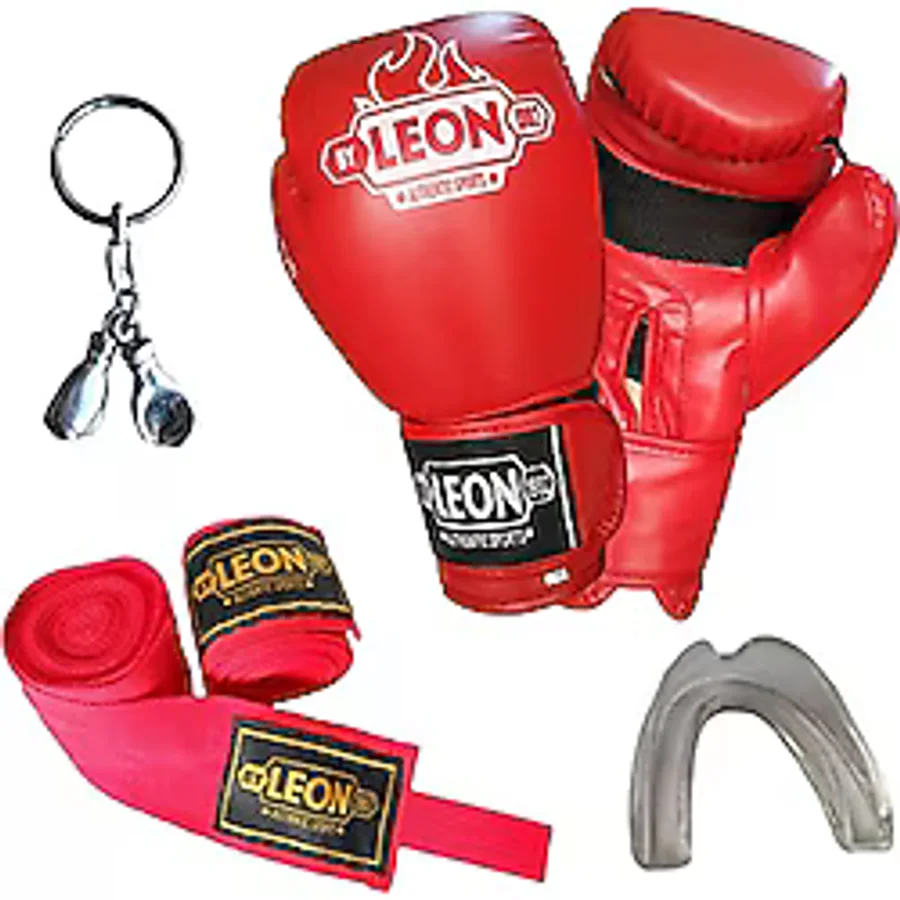By Leon 1982 Blade Training Boks Eldiveni, Bandaj Dişlik Anahtarlık Seti Kırmızı (10 Oz)